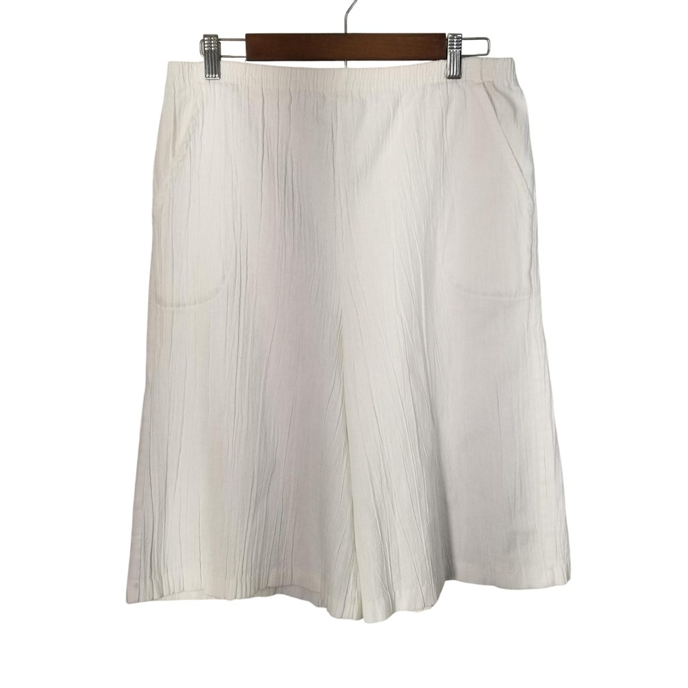 Blair White Gauze Culottes Wide Leg Crop Shorts Elastic Waist Pockets RN 37863